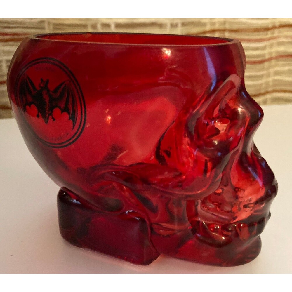 BARCADI Rum Red Skull Heavy 12oz Glass - NEW
